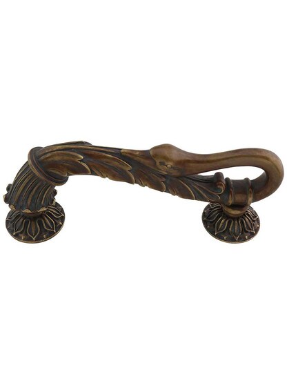 Swans Pull - 5 inch Center-to-Center in Monticello Brass.